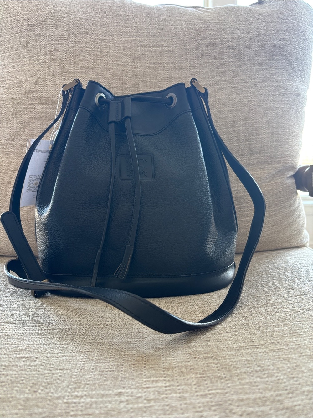 Vintage Burberry Leather Drawstring Bucket Bag - Black